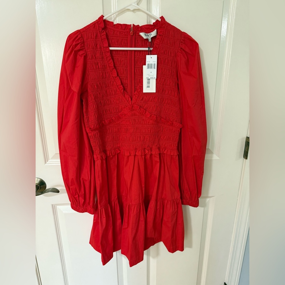 NWT: Sea New York Scarlet Red Smocked Dress, size 6